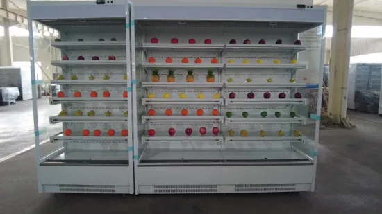 슈퍼마켓 음료, 고기, 과일 및 야채, 조제 식품 수직 냉장고 도어 냉각 장치가 있는 상업용 멀티데크